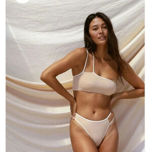 Stone Fox Swim Free People Bikini Bottom Echo Bottom in Frappe XL Beige Beach
